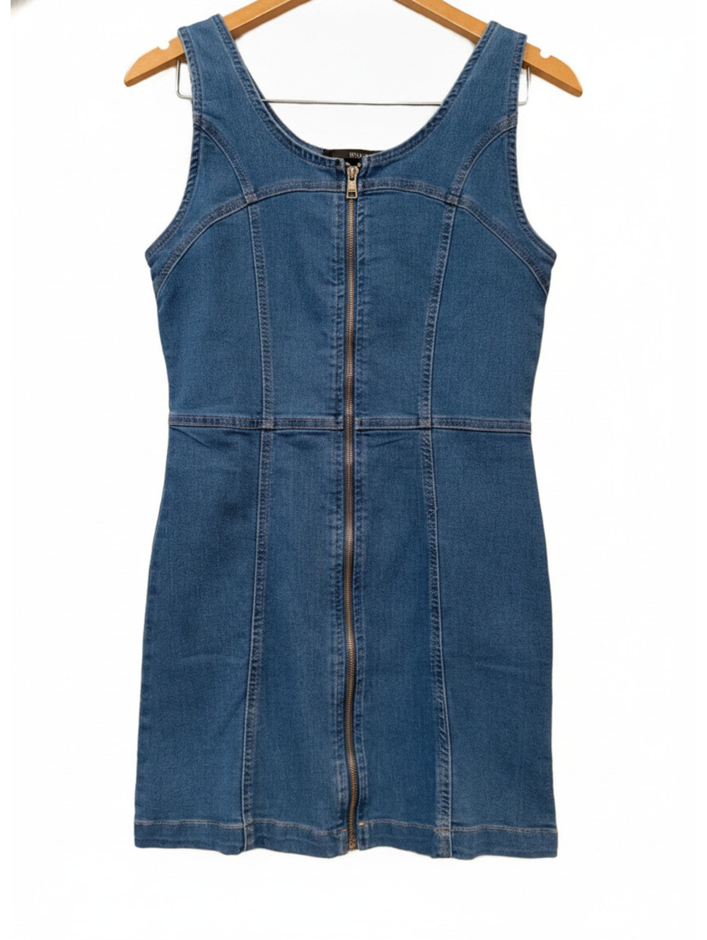 NWT bebe Full Zip Apron Denim Dress Medium Wash Women’s M - Picture 4 of 5